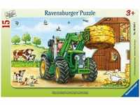 Ravensburger 06044 3, Ravensburger Rahmenpuzzle - Traktor auf dem Bauernhof 15 Teile