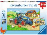 Ravensburger 07616 1, Ravensburger Puzzle 2x12 Teile - Baustelle und Bauernhof