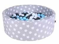 knorr toys® Bällebad soft - Grey white stars - 300 balls creme/grey/lightblue...