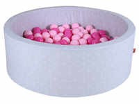 knorr toys® Bällebad soft - Geo cube grey - 300 balls soft pink grau