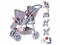 knorr toys® Zwillingspuppenwagen Milo - Star grey