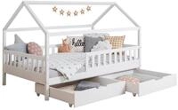 Ticaa Kinderbett Hausbett "Kay " 90x200 inkl. Schubk&auml;sten Kiefer wei&szlig; 4161518