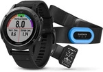 Garmin Fenix 5 saphirglas schwarz mit schwarzem Armband inkl. Brustgurt