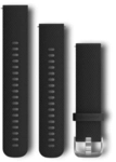Garmin Schnellwechsel-Armb&auml;nder (20 mm) Schwarzes Silikonarmband mit Edelstahlteilen