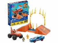 Mattel Mega Bloks - Hot Wheels Monster Trucks Tiger Shark Feuer-Rampe, inkl. 2 Autos