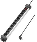 Sygonix SY-4538266 Steckdosenleiste mit Schalter 10fach Schwarz, Silber Schutzkontakt