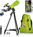 Bresser Junior 8850610 - Teleskop 70/400 mit Rucksack, Kinderteleskop, Linsenteleskop