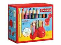 STABILO® Multitalentstifte woody 3 in 1 Desktop Set, 15 Farben mit Spitzer