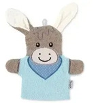 Waschhandschuh Esel Emmi Boy blau 2 in 1: Waschlappen + Handpuppe