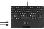Perixx PERIBOARD-526 H DE USB Tastatur Deutsch, QWERTZ Schwarz USB-Hub, mit Trackball