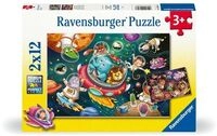 Kinderpuzzle 2x12 Teile - Tiere im Weltall