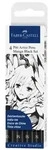 Faber-Castell Tuschestifte Pitt Artist Pens Manga schwarz, 4er Etui, XS, M, SB und SC
