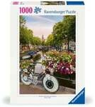 Erwachsenenpuzzle 1000 Teile - Fahrrad und Blumen in Amsterdam