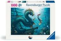 Erwachsenenpuzzle 1000 Teile - Verzauberte Tiefen: Drache, Meerjungfrau und