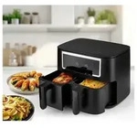GourmetMaxx GOURMETmaxx Hei&szlig;luft-Fritteuse Doppelkorb 2x 4l schwarz matt/Edelstahl