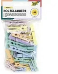 Folia Holzklammern PASTELL in 3 Gr&ouml;&szlig;en sortiert, 48 St&uuml;ck, farbig sortiert
