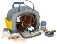 Hund mit Tasche und Pflege-Set