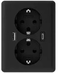 2USB 2U-449719 Unterputz-Dose mit USB-C&reg;, mit USB-Ladeausgang Schwarz (matt)