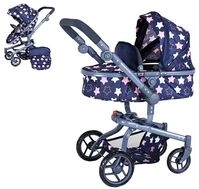Knorrtoys 90943 - Kombi-Puppenwagen Boonk Star Blue Pink, mit Zubeh&ouml;r, umbaubar,