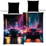 Young Collection 4859414050 - Neon Car Bettw&auml;sche, 80x80 cm + 135x200 cm, 100%