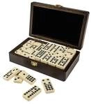 Philos 3627 - Domino, Doppel 9, in Box mit Walnussoptik, Holz/Kunststoff, Legespiel