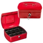 Idena Geldkassette Gr&ouml;&szlig;e 8 aus Metall 8 F&auml;cher rot 20,5x16x9cm
