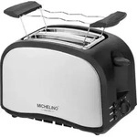 Michelino Toaster 2 Scheiben 800 Watt Edelstahl Toaster Schwarz, Silber