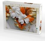 CALVENDO Puzzle Elegante Wellen - edle Bl&uuml;ten in orange, gold und wei&szlig; 1000...