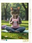 CALVENDO Puzzle Yoga-Katze mit Smoothie - witziges Katzenbild f&uuml;r Sportfans 1000