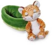NICI - Kuscheltier Tiger 12cm schlafend im K&ouml;rbchen hellgr&uuml;n