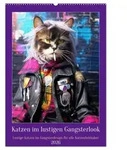 Katzen im lustigen Gangsterlook (Wandkalender 2026 DIN A2 hoch), CALVENDO