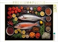 CALVENDO Puzzle Fischplatte zur gesunden Ern&auml;hrung 1000 Teile Lege-Gr&ouml;&szlig;e 64x48cm