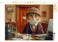 CALVENDO Puzzle Detektiv Katze 1000 Teile Lege-Gr&ouml;&szlig;e 64x48cm Foto-Puzzle f&uuml;r