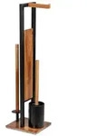 Stand WC-Garnitur Mod. Rivalta Acacia, Akazienholz und schwarz lackierter Stahl