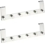T&uuml;rgarderobe Edelstahl Mod. Celano 2er Set, je 6 Haken, f&uuml;r T&uuml;rfalzst&auml;rken bis 2
