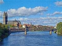 CALVENDO Puzzle Blick auf den Dom und Elbe in MAgdeburg 1000 Teile Lege-Gr&ouml;&szlig;e