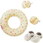Puppen-Schwimmset ''Herz Konfetti'' mit Schwimmring, Schwimmfl&uuml;geln und Clogs,
