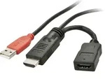 LINDY HDMI Direktstromversorgungskabel HDMI-A Stecker, USB-A Stecker, HDMI-A Buchse
