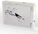 CALVENDO Puzzle Amsel und rote Bl&uuml;ten 1000 Teile Lege-Gr&ouml;&szlig;e 64x48cm Foto-Puzzle