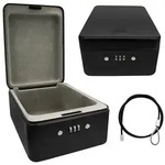 Idena Sicherheitsbox aus Metall mit Zahlenschloss schwarz 20x15x6cm