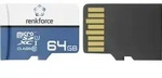 Renkforce RF-mSDXC-64GB microSD-Karte 64GB Class 10, UHS-Class 1, UHS-I inkl.