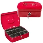 Idena Geldkassette Gr&ouml;&szlig;e 10 aus Metall 8 F&auml;cher rot 25,5x20x9cm