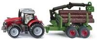 Siku 1134 - Massey Ferguson Traktor mit Forstanh&auml;nger, 147x39x58mm