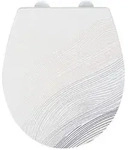 WC-Sitz Mod. Menin, mehrfarbig, Duroplast, Edelstahl, 38x44,5 cm, easy-close