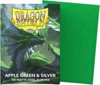Pegasus ART15073 - Dragon Shield: Apple Green & Silver, 100 Matte Dual Sleeves