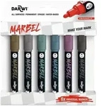 MARBEL Set mit 6 Universalmarkern Acrylfarben, Rundspitze medium 4mm,...