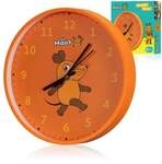 Bresser 12090 - DieMaus Kinder-Wanduhr Maus, orange, 25 cm