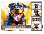 Kraftvolle Rottweiler. Stattliche Begleithunde im Aquarell-Stil (Wandkalender 2027
