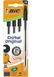 BIC Kugelschreiber Cristal Original 0.4mm schwarz, 4er Set Transparent klar