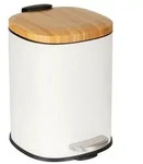 Kosmetikeimer Mod. Fianema, wei&szlig;, 3L, Metall/Bambus, Easy-Close, mit herausnehmbarem